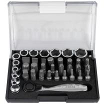 JBM 52198 - ESTUCHE DE 38 PIEZAS CON CARRACA MINI DE 1/4'