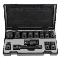 JBM 52341 - SET DE VASOS DE IMPACTO DE 13 PIEZAS DE 1/2" HEXAGONAL + ADA