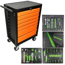 JBM 52393 - CARRO DE 7 CAJONES NARANJA CON HERRAMIENTAS EN SURTIDO