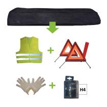 JBM 52781 - KIT EMERGENCIA BOLSA NEGRA + MK H4 + CHALECO + TRIANG. + GUA