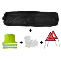 JBM 53183 - KIT EMERGENCIA BOLSA NEGRA RIBETE+2TRIANGULOS+CHALECO+GUANTE