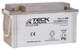TECK TBC12130 - BATERIA CYCLIC AGM 12V  128AH  408 X 177 X 225   +____-  M8