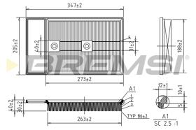 BREMSI FA0549 - AIR FILTER VW, AUDI, SEAT, SKODA