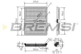 BREMSI FA0553 - AIR FILTER VW, AUDI, SKODA, SEAT