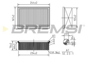 BREMSI FA1148 - AIR FILTER PEUGEOT, CITROEN