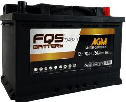 FQS BATTERY FQS70AGM0 - BATERIA AGM L3 12V 70AH 750A EN + D 278 X 175 X 190
